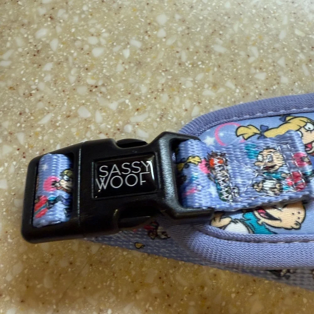 Nickelodeon Rugrats Sassy and Woof Adjustable Pet Harness Blue and Purple Sz L